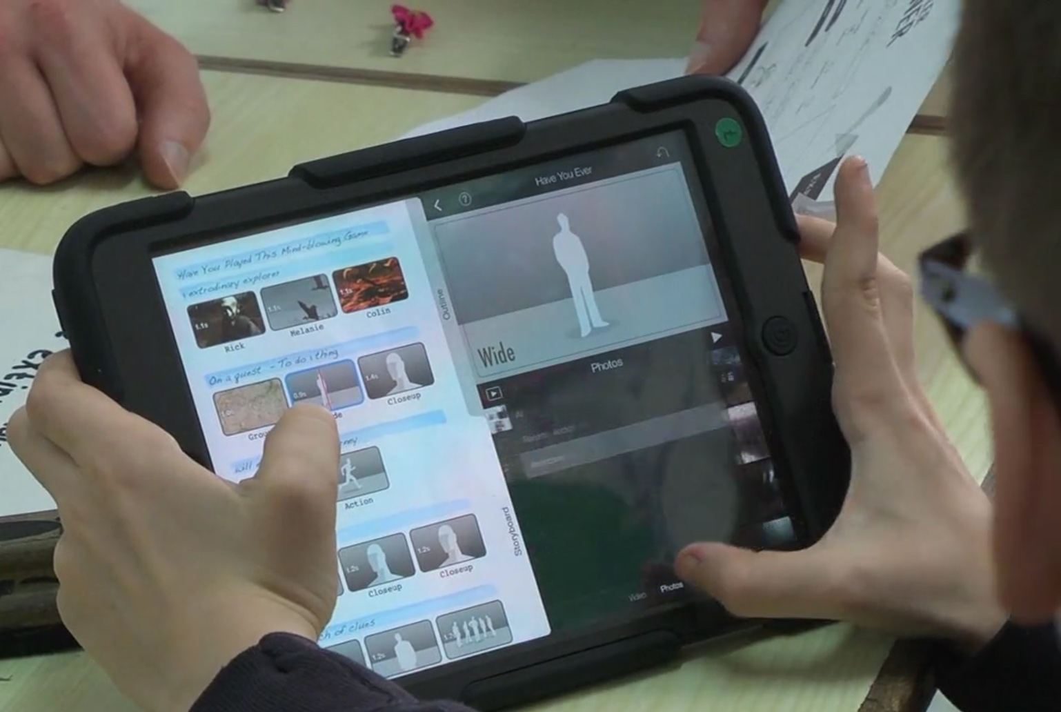 Children using iMovie Trailers